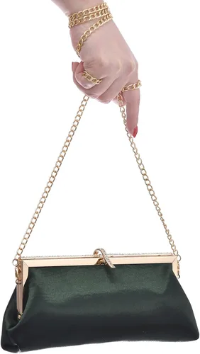 Vista 2 de Bolsa de embrague clásica de satén de lujo con elegante bolso cruzado con diamantes de imitación para boda novia graduación graduación