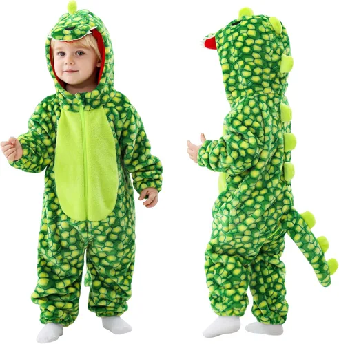 Vista 14 de TONWHAR Animal Costume for Infants & Toddlers - Boys & Girls One-Piece Romper Jumpsuit for Halloween & Daily Playwear Pink Dinosaur