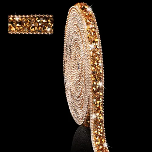 Vista 21 de Hicarer 3 yardas de cintas de diamantes de imitación de resina para boda, cinta autoadhesiva de diamantes de cristal, rollo de cinta de resina
