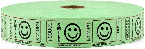 Vista 9 de INDIANA TICKET CO. Smile Paquete de 4 Rollos de Boletos - 2000 Cada Uno en Azul, Rojo, Amarillo y Verde (8000 Total) 1x2 para Admisión, Eventos A