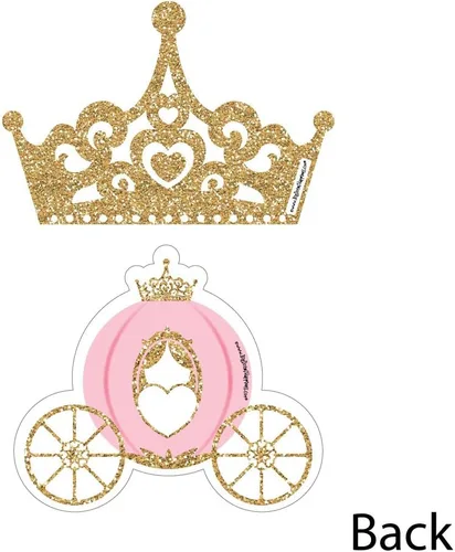 Vista 3 de Big Dot of Happiness Corona de princesita – Tiara y carruaje decoraciones DIY rosa y dorado princesa baby shower o fiesta de cumpleaños esenciales