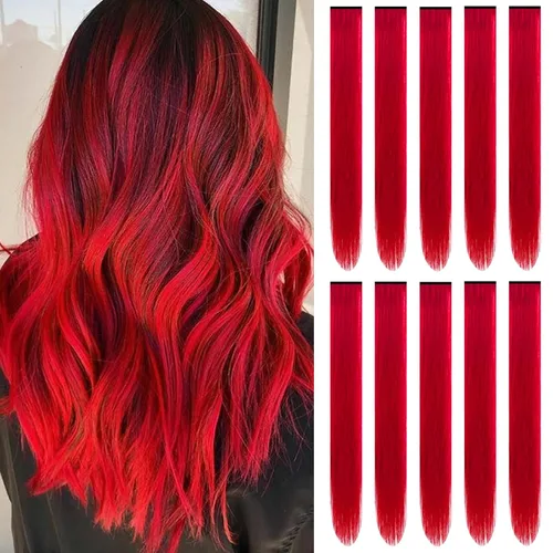 Vista 9 de Extensiones de cabello negro con clip, extensiones sintéticas