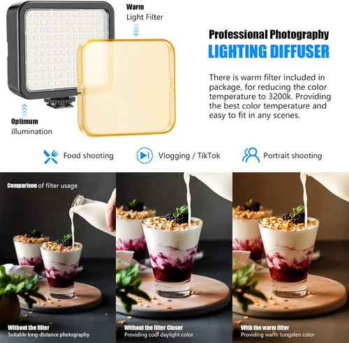Vista 2 de Mettlelite VL120B Kit de luz LED de video regulable, continuo, portátil, para cámara, iluminación de fotografía, luz de video recargable con trípode