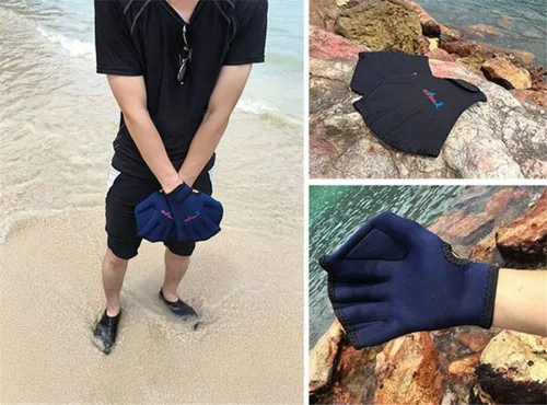 Vista 6 de 1 par de guantes de malla de natación, guantes de entrenamiento, palas de fitness acuático, resistencia al agua, tela de mano para hombres, mujeres