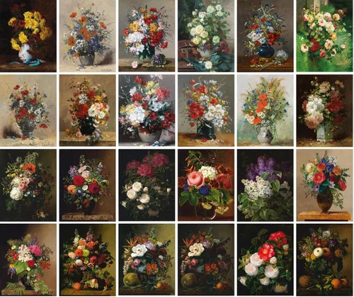 Vista 2 de PIXILUV Johann - Postales vintage (24 unidades), diseño de flores salvajes, jardín, aun vida, arte de pintura de museo antiguo, reimpresión