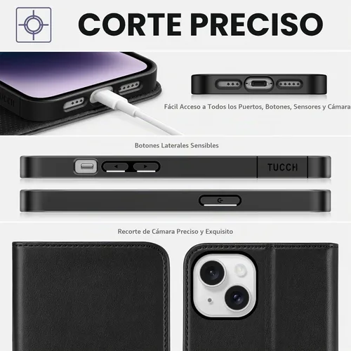 Vista 8 de TUCCH Funda tipo cartera con 3 ranuras para tarjetas para iPhone 14