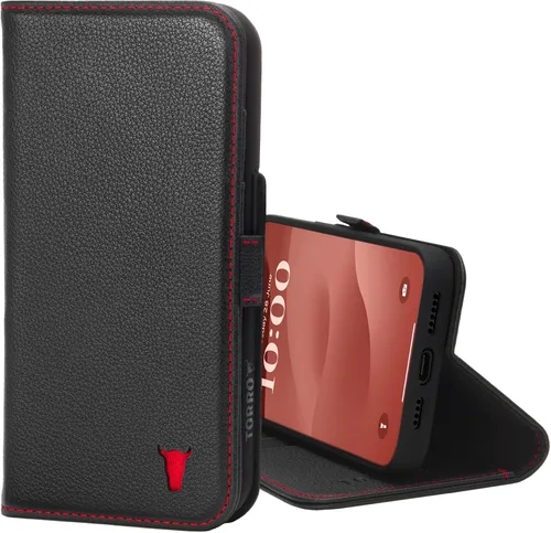 Vista 13 de TORRO Funda de cuero prémium compatible con iPhone 15 Pro Max de 6.7 pulgadas, funda de piel auténtica tipo cartera con función atril y ranuras