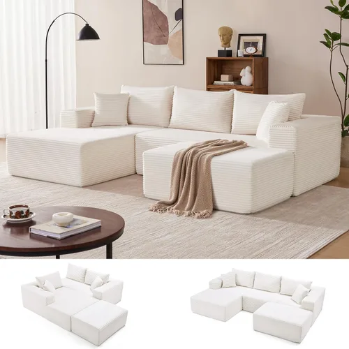 Vista 47 de Mangodan - Sofá seccional en forma de nube, sofá sin huesos para sala de estar, sofá seccional modular con asiento profundo, cómodo sofá de felpa