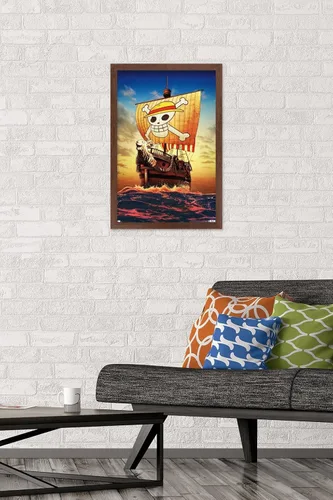 Vista 2 de Trends International Netflix One Piece - Póster de pared de una hoja, 14.72 x 22.37 pulgadas, versión enmarcada de caoba