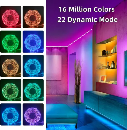 Vista 7 de Lcutml - Tira de luces LED inteligentes de 50 pies, sincronización con música con control remoto de 40 teclas, tiras de luces con control