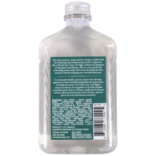 Vista 2 de Pre de Provence Bergamot & Thyme Colección de fragancias para hombre, gel de baño y cabello, 8.5 fl oz