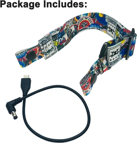 Vista 3 de Correa ajustable para la cabeza y cable de alimentación de 11.8 in para gafas DJI FPV V2, repuesto de cable de carga de alimentación y correa