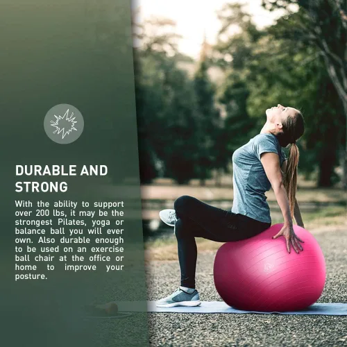Vista 3 de Forbidden Road Pelota de yoga para entrenamiento, estabilidad, fitness y terapia física con bomba