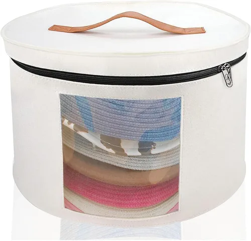 Vista 10 de Memfish Caja de sombreros para mujer, cajas de almacenamiento de 16.93 pulgadas de profundidad x 10.24 pulgadas de alto, organizador grande