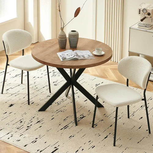 Vista 42 de Homedot Juego de 2 sillas de comedor tapizadas negras, modernas sillas de cocina de mediados de siglo tapizadas con cojín acolchado para comedor