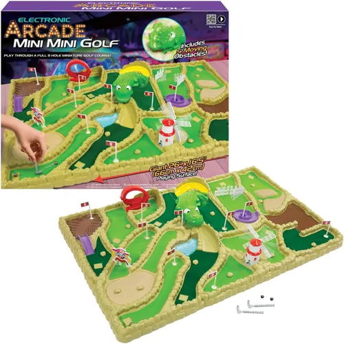 Vista 5 de Ambassador Games: Electronic Arcade Mini Golf - Área de juego gigante de 26 x 16.5, campo de mesa de 9 hoyos, 5 obstáculos móviles, adultos y niños
