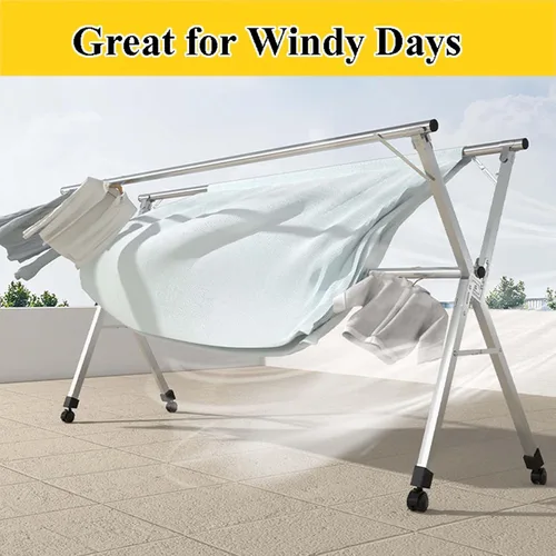 Vista 4 de This Clothes Drying Rack Heavy Duty Outdoor, Adjustable and Foldable Space Saving Laundry Drying Rack, Stainless Steel Laundry Garment Dryer