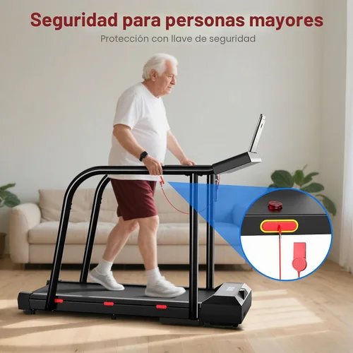 Vista 4 de YESOUL Treadmill for Seniors with Long Handrails, Emergency Stop Button