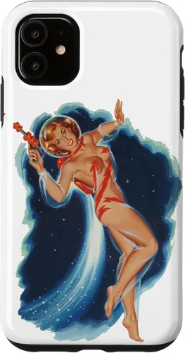 Vista 5 de Funda para iPhone 15 Space Explorer Ciencia ficción Ciencia Ficción Pin Up Girl