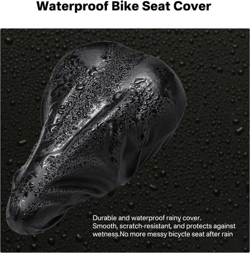 Vista 7 de YOUNGDO Cojín de asiento de bicicleta con funda impermeable, almohadilla de asiento de bicicleta de gel para sillín estrecho, absorción de golpes