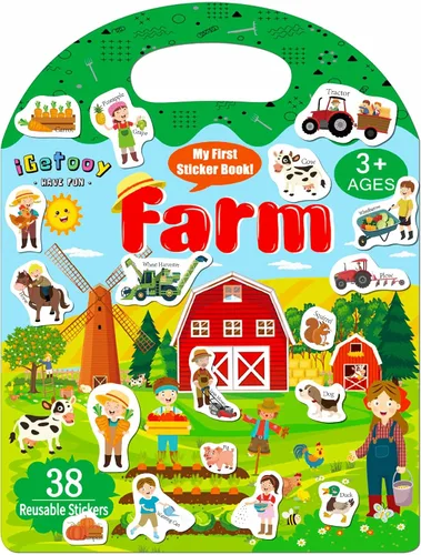 Vista 9 de iGetooy Libro de pegatinas reutilizables para niños pequeños de 3+ años, pegatinas para niños, libros de pegatinas reutilizables para niños