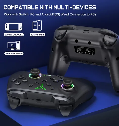 Vista 3 de Controlador de interruptor, controlador Switch Pro compatible con Nintendo Switch ControllerSwitch LiteOLED, controladores inalámbricos
