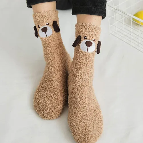 Vista 2 de 6 Pairs Womens Fuzzy Socks Winter Warm Soft Cozy Fluffy Microfiber House Sleeping Slipper Socks Christmas Gifts