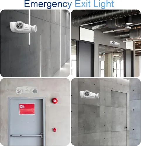 Vista 5 de TANLUX Luces de emergencia LED con batería de respaldo, dos cabezales ajustables para luces comerciales, certificación UL, CA 120/277V, cableadas