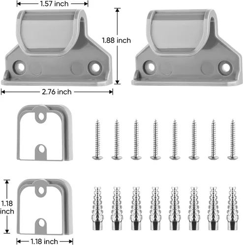 Vista 3 de Kit de piezas de repuesto retráctil para puerta de bebé, juego completo de accesorios de montaje en pared con soportes, anclajes y tornillos (gris)