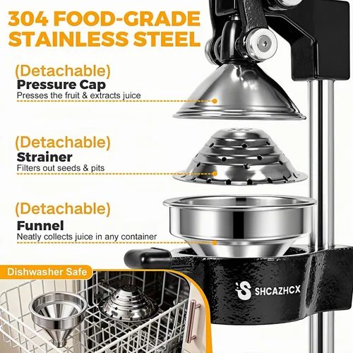 Vista 3 de Prensa manual del exprimidor de cítricos del arrabio de Shcazhcx, exprimidor resistente de la fruta Prensa de cítricos de palanca larga
