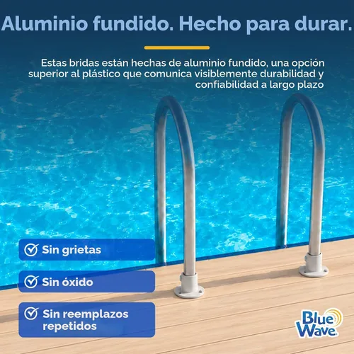 Vista 2 de Blue Wave - Bridas de escalera de piscina de aluminio fundido para piscinas sobre el suelo, paquete de 2