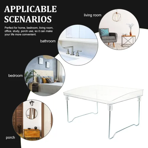 Vista 4 de BESTonZON Escritorio transparente para computadora portátil para cama, bandeja de cama de acrílico, mesa de escritorio, bandeja de desayuno
