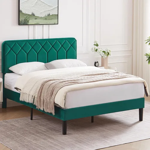 Vista 21 de VECELO Marco de Cama Tamaño Twin con Plataforma Tapizada de Terciopelo Premium con Cabecera Ajustable en Altura/Base de Colchón, Soporte de Listones