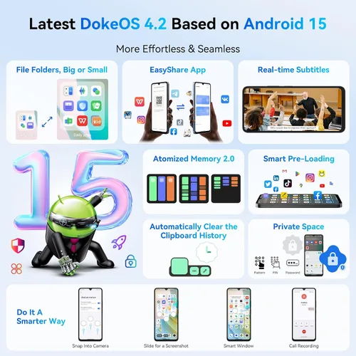 Vista 5 de Blackview Shark 6 Teléfonos Android Desbloqueados 5G (2025), Teléfono Celular Android 15 Desbloqueado, Pantalla de 6.88" 120Hz, 12GB+128GB/2TB