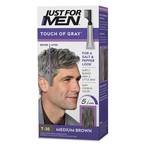 Vista 8 de Touch of Gray de Just For Men, 1 aplicación, paquete de 3 unidades, paquete de de 2, Marrón Touch of Gray light brown instantly blends away grays