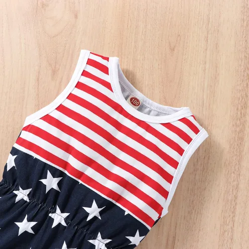 Vista 5 de LUZOZEZO Mameluco de borla con bandera americana para bebé niña pequeña con diadema