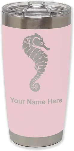 Vista 21 de LaserGram Vaso aislado al vacío de 20 onzas, caballito de mar, grabado personalizado incluido (negro)