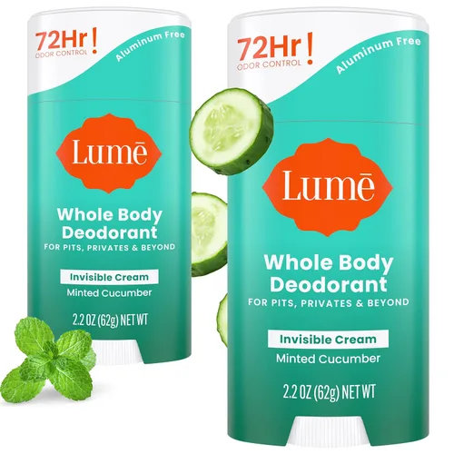 Vista 11 de Lume Desodorante para Todo el Cuerpo - Barra de Crema Invisible - Control de Olor por 72 Horas - Sin Aluminio, Sin Bicarbonato de Sodio, Seguro