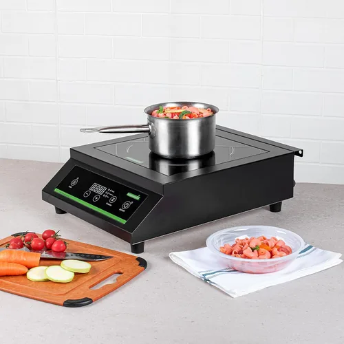 Vista 4 de Restaurantware -Kitchen Tek - Placa de inducción de 1800 W, 1 placa eléctrica con sensor táctil - 140F a 465F, 10 ajustes de potencia, estufa