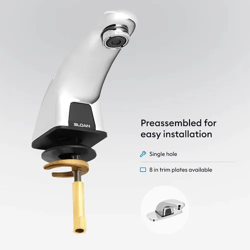 Vista 7 de Sloan Optima EBF-615 - Grifo sin contacto activado por sensor, grado comercial con accesorios de conexión rápida, funciona con batería de 0.5 GPM