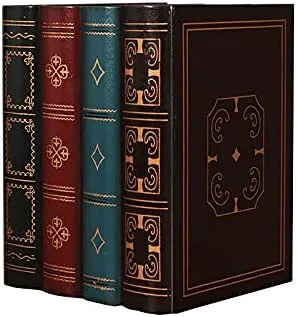 Vista 7 de YANGMEI Caja de almacenamiento clásica con forma de libro decorativa, caja de organización rectangular de madera para decoración de estantes