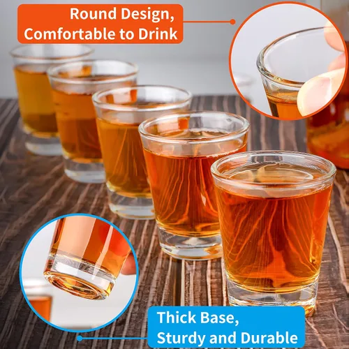 Vista 3 de SuproBarware Juego de 36 vasos de chupito de base pesada a granel de 2 onzas/2.0 fl oz redondos para espresso, whisky, licores y tequila