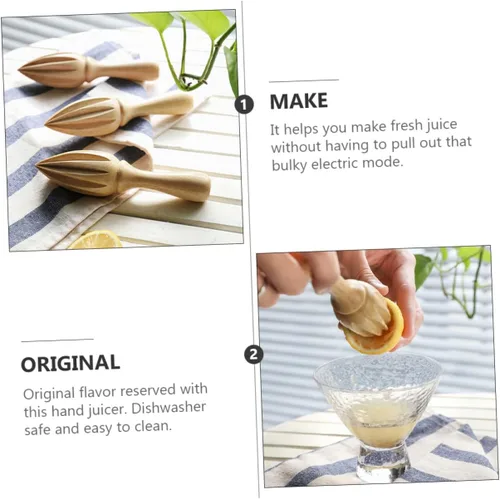 Vista 5 de Zerodeko Wooden Lemon Juicer Squeezer Manual Citrus Reamer Hand Press Fruit Extractor Ergonomic Design for Fresh Orange and Grapefruit Juice at Home