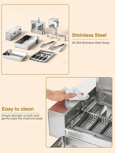 Vista 13 de FOHERE Máquina automática comercial para hacer donas, 1750 W, mini freidora de donas de 4 filas, tolva de 3 litros con control inteligente, 250