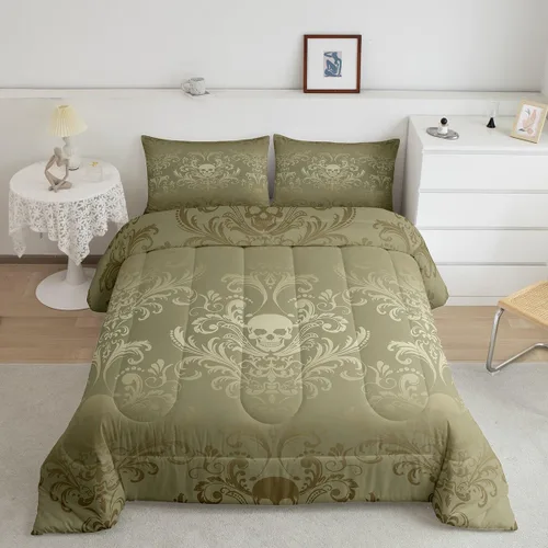 Vista 54 de Erosebridal Juego de ropa de cama damascada gótica para adultos, juego de edredón victoriano antiguo, edredón floral vintage gótico con diseño