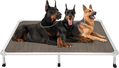 Vista 15 de Veehoo Cama elevada para perros a prueba de mordidas - Cuna elevada refrescante para mascotas - Marco de aluminio plateado y tela de malla