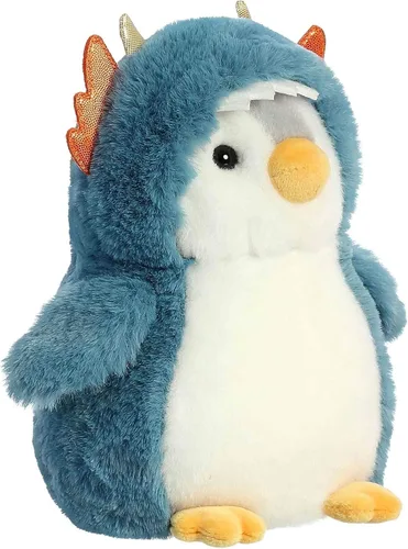 Vista 2 de Aurora® Juguetón Pompom Penguin™ Animal de peluche – Compañeros vibrantes para abrazos cálidos – Perfecto para adultos, niños y cumpleaños – Azul 7