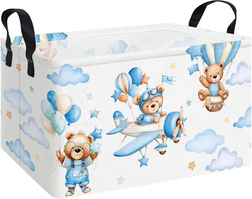 Vista 27 de QUEENLALA Cesta para la colada rectangular/Cesta para la ropa sucia plegable para habitación de niños, para organizar o almacenar, para juguetes
