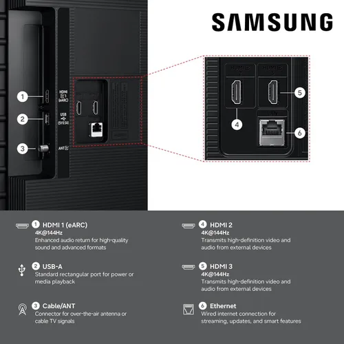 Vista 4 de Samsung Smart TV Class Mini LED de 55 pulgadas serie M80H Samsung Vision AI (modelo 2026, 55M80H) con modo AI, Motion Xcelerator 144Hz