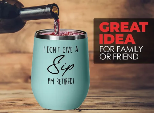 Vista 2 de Vaso de vino Coworker Teal Edition de 12 onzas – I Don't Give A Sip I'm Retired! – Renunciar a trabajo mudanza lugar de trabajo jubilación compañero